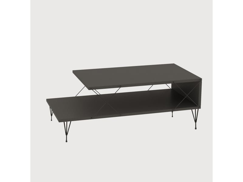  Table basse table de salon bois mdf mélaminé anthracite avec pieds métal l 100 cm industriel  - Conforama C