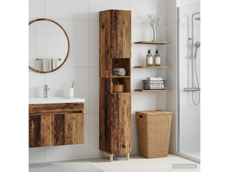  Colonne de salle de bain avec étagère ouverte delft bois ancien  - Conforama B