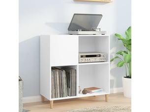Armoire à disques, meuble de rangement blanc 84,5x38x89 cm bois d'ingénierie