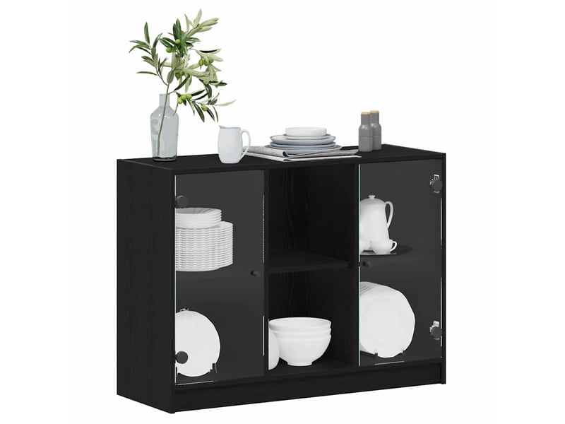  Buffet - bahut - meuble de rangement chêne noir 100 x 37 x 75.5 cm  - Conforama C