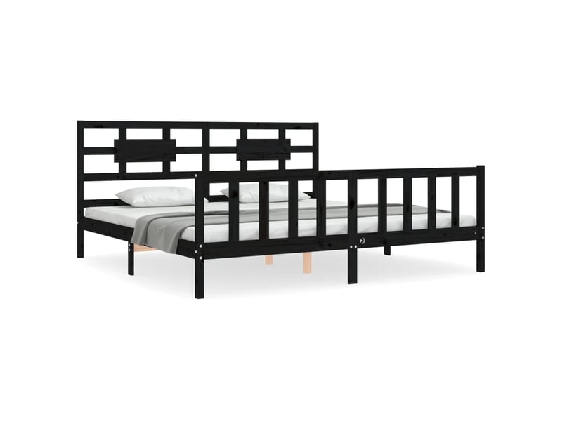 Lit double- lit adulte - cadre de lit sans matelas noir 200x200 cm bois massif de pin - Conforama A