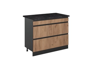 Vicco meuble cuisine, chêne doréanthracite, 100cm plan de travail anthracite