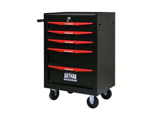 Armoire à outils mobile 60 x 33 x 77,5 cm noir et rouge en acier, 5 tiroirs sur roulettes verrouillables