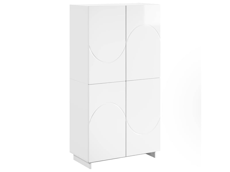 Buffet haut, buffet de rangement blanc brillant 79x41x151 cm bois d'ingénierie  - Conforama A