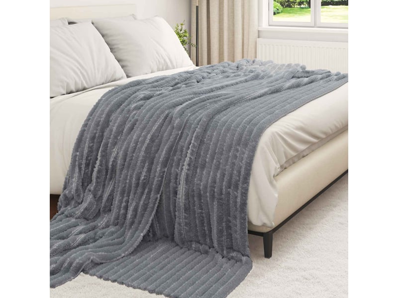  Plaid canapé gris foncé 240x220 cm 1.36 kg polaire  - Conforama C