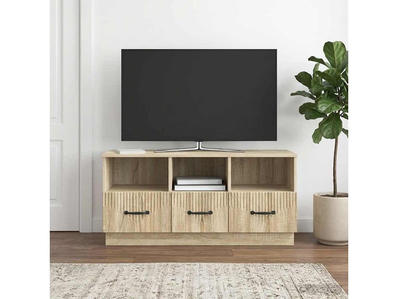  Meuble tv - banc tv - meuble de rangement chêne sonoma 102 x 34,5 x 47 cm bois d'ingénierie  - Conforama D