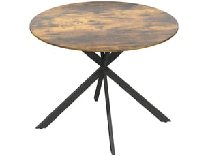 Table de salle à manger ronde pour 4 personnes avec pieds réglables style industriel en bois brun rustique 100 cm