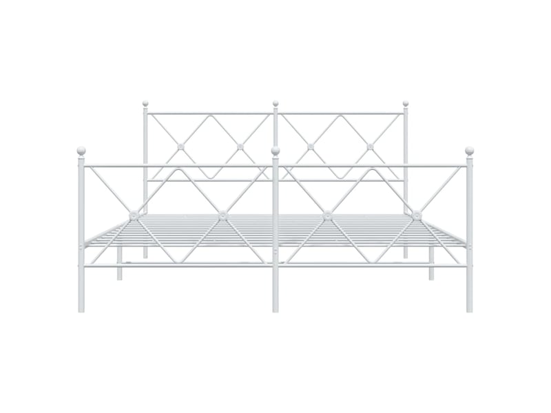  Lit double- lit adulte -  cadre de lit métal sans matelas et pied de lit blanc 150x200 cm  - Conforama C