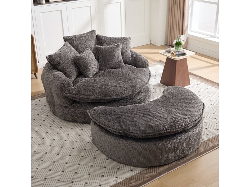 Canapé-lit convertible 190.50×138.00×63.00 cm en polyester avec accoudoirs et coussins gris chicfurn - Conforama B