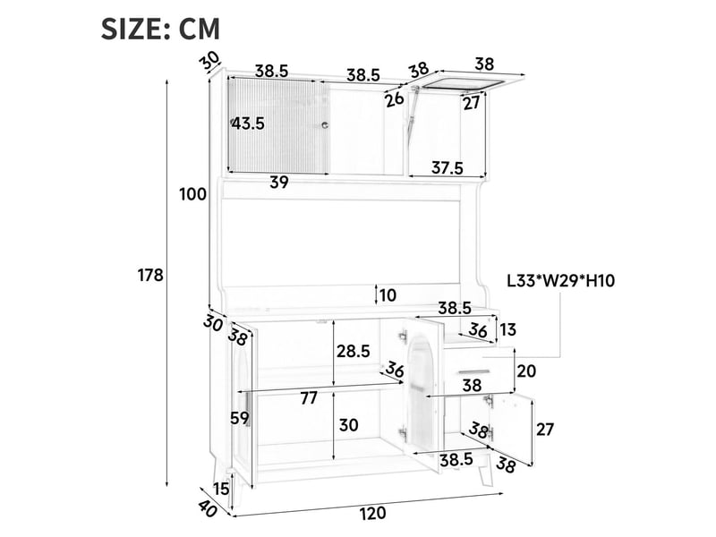 Buffet haut de salle à manger 120 x 40 x 178 cm coloris bois avec prises et ports usb - Conforama E