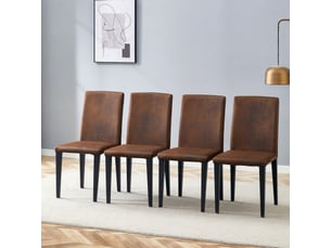 Lot de 4 chaises de salle à manger, chaise de cuisine pour salon, fauteuil en tissu technique effet daim avec pieds en métal noir, marron et noir