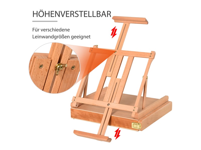  Chevalet de table pliable en hêtre avec tiroir et poignée 42x36x12.5 cm  - Conforama D