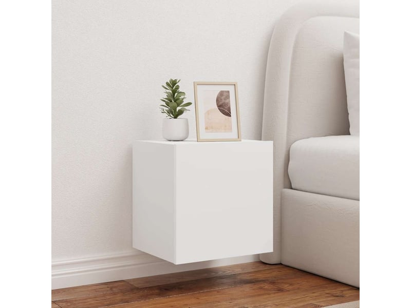  Lot de 2 meuble tv mural avec lumières led blanc 40,5x35x40 cm  - Conforama B