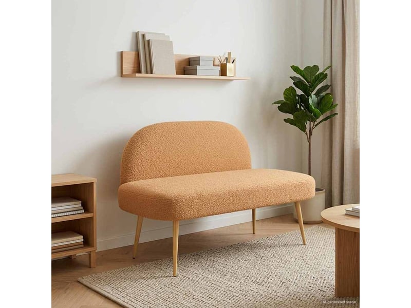  Banc rembourré, banc de lit avec dossier beige 110x60x76 cm bouclé  - Conforama B