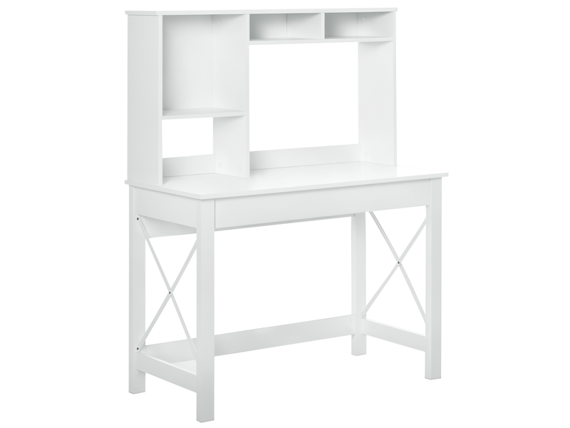  Bureau avec rangement bureau bibliothèque en bois moderne avec étagères et grand plateau pour petits espaces maison chambre à coucher, blanc, 105 x 50 x 137,5 cm  - Conforama B