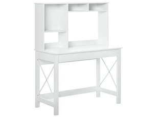 Bureau avec rangement bureau bibliothèque en bois moderne avec étagères et grand plateau pour petits espaces maison chambre à coucher, blanc, 105 x 50 x 137,5 cm