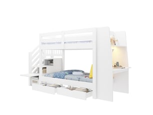 Lit superposé 90x200 cm HOMVRA   coloris blanc