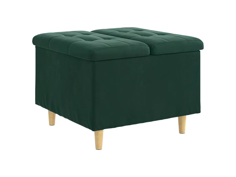  Ottoman, repose pied salon avec rangement vert foncé 60x60x45 cm velours  - Conforama A