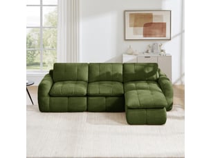 Canapé d'angle compressé réversible fixe <strong></strong> <strong>Fay Lum</strong> 3 places Tissu vert