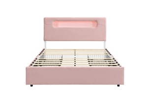 Lit avec rangement 140x200 cm <strong>LEYTN</strong> <strong></strong> coloris rose