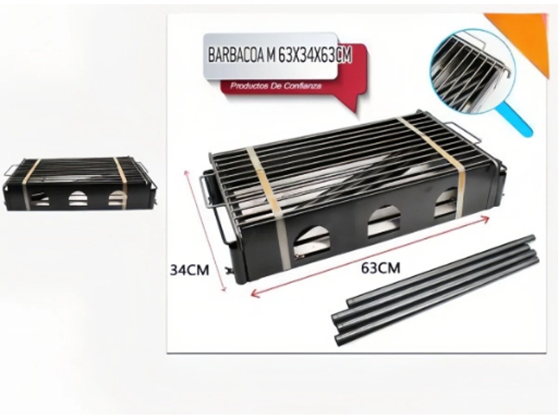  Barbecue à charbon portable pliable, 63 x 34 x 63 cm, pour camping et jardin  - Conforama A