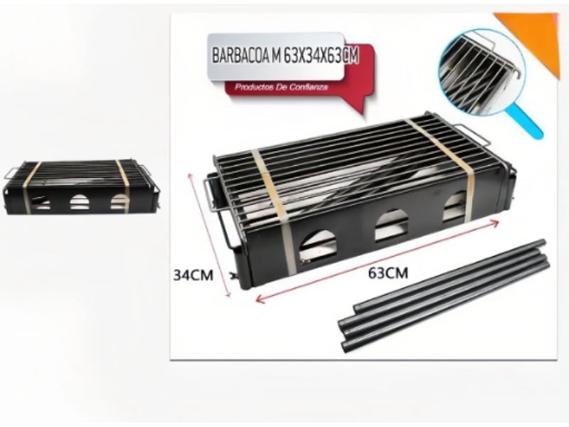  Barbecue à charbon portable pliable, 63 x 34 x 63 cm, pour camping et jardin  - Conforama A