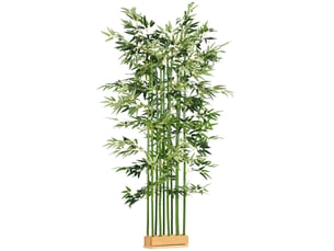 Bambou artificiel 180 cm, feuilles réalistes et pot en bois de pin, facile à nettoyer, pour maison bureau, vert