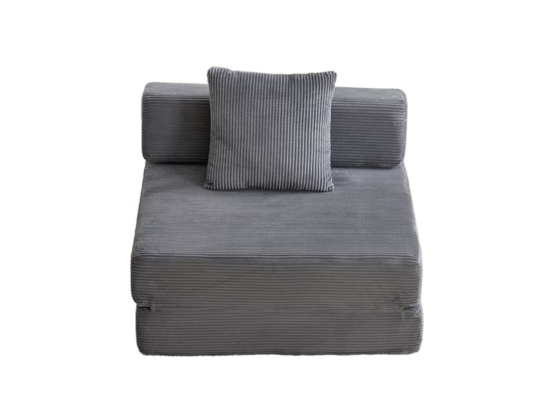  Canapé lit pour sol - canapé convertissable en lit avec soutien des dossiers en oreiller et accoudoirs, tissu en velours côtelé, gris foncé, pour salon et chambre  - Conforama A