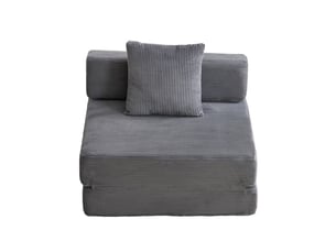 Canapé lit pour sol - canapé convertissable en lit avec soutien des dossiers en oreiller et accoudoirs, tissu en velours côtelé, gris foncé, pour salon et chambre