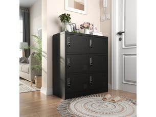Armoire de rangement métallique 6 portes 90 x 40 x 100 cm – noir – serrures individuelles et porte-cartes