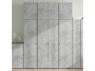 Buffet haut - bahut - meuble de rangement gris béton 80x42,5x249 cm bois d'ingénierie