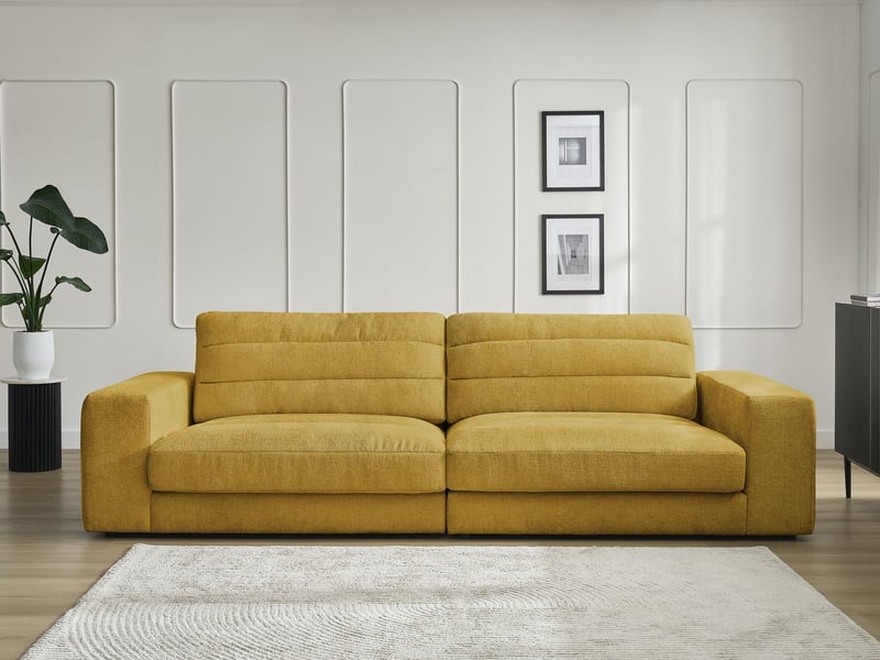  Bobochic canapé droit fixe 3 places sierra tissu texturé jaune SIERRA - Conforama D