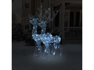 Décorations de noël de renne acrylique 2 pcs 128 cm blanc froid