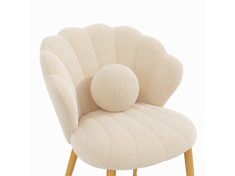  Lot de 6 chaises de salle à manger 60 x 62,5 x 83 cm beige, tissu peluche, coussins décoratifs inclus  - Conforama E