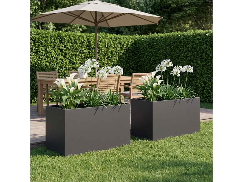  Jardinière - cache-pot de jardin 2 pcs noir 100 x 50 x 50 cm  - Conforama B