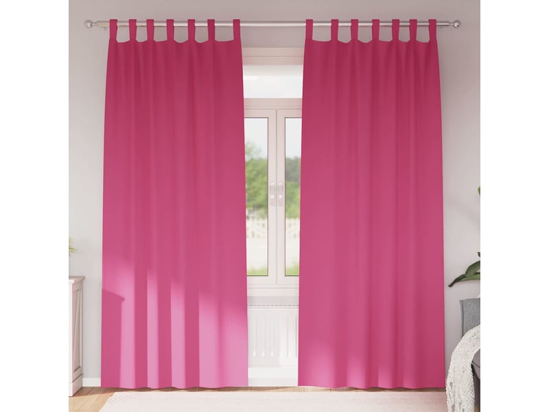 Lot de 2 rideaux occultants, rideaux black-out avec anneaux rose vif 260 x 140 cm cf44767 - Conforama B