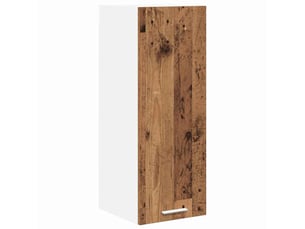 Meuble de rangement cuisine, armoire suspendue bois ancien et blanc 30x31x80cm