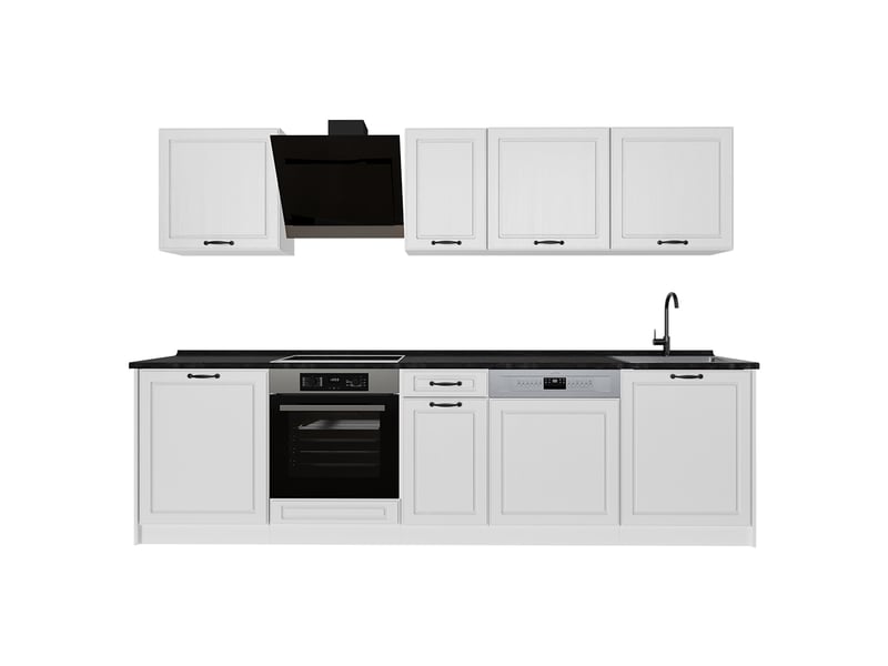  Vicco cuisine, blanc campagneblanc, 280cm plan de travail anthracite  - Conforama A