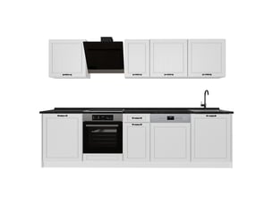 Vicco cuisine, blanc campagneblanc, 280cm plan de travail anthracite