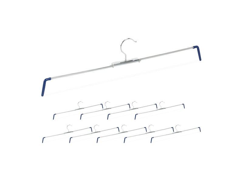  Lot de 10 cintres à pantalons 11 x 50 x 1,2 cm avec revêtement antidérapant style pratique en métal noir 13_0008298  - Conforama A