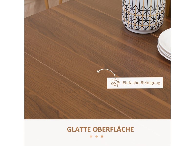  Table extensible 180 x 85 x 75 cm design moderne table de cuisine fonction pliante couleur brune  - Conforama E