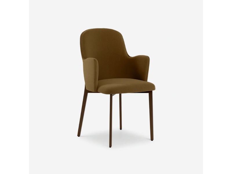  Lot de 4 chaises de salle à manger rembourrées en tissu easy-clean hug - marron  - Conforama C