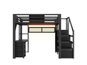 Lit mezzanine 140x200 cm <strong></strong>  <strong></strong> coloris noir