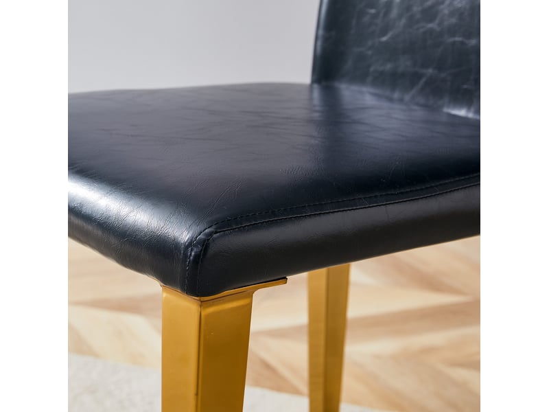  Lot de 6 chaises de salle à manger 41x48x90 cm métal et polyuréthane (pu) noir et doré  - Conforama C