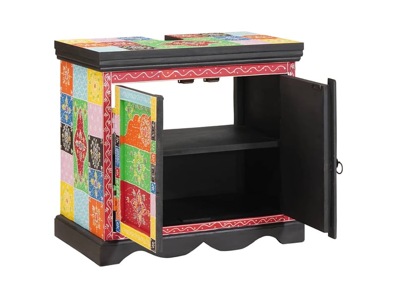 Meuble sous évier, armoire salle de bain marron 60 x 35 x 55 cm bois de mangue massif cf65489 - Conforama B