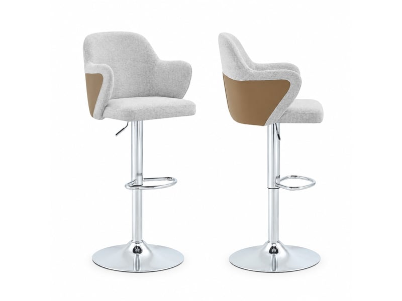  Tabourets de bar réglables lot de 2, chaise de bar, accoudoirs, pivotants 360°, confort moderne, structure métal, gris  - Conforama A
