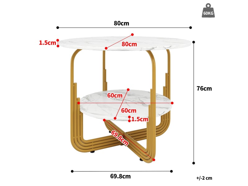  Table de cuisine 80x80, plateau marbre mdf table à manger, rangement intégré, pieds réglables  - Conforama C