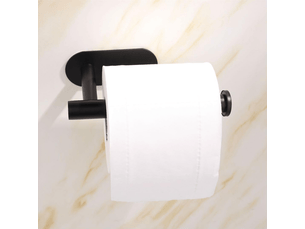Lot de deux porte-papier toilette auto-adhésifs, antirouille, sans perçage, à fixer au mur pour salles de bains et toilettes (noir)