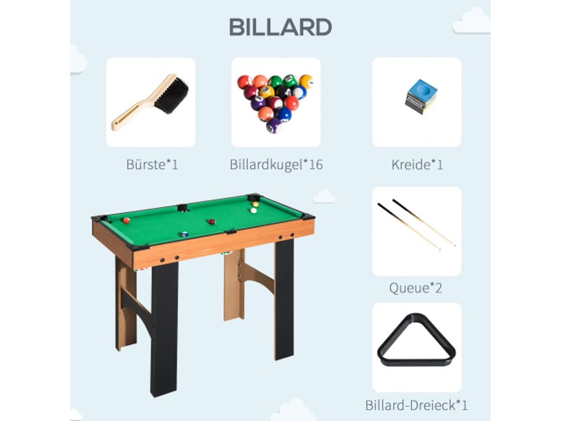 Table de jeu 4 en 1, baby-foot, hockey, ping-pong, billard, multifonction, 87x43x73 cm, loisirs - Conforama E