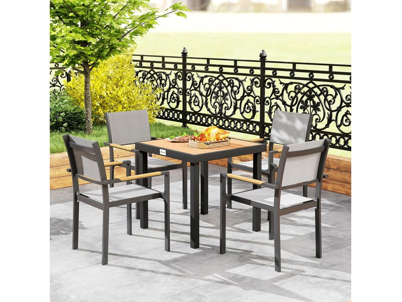 Table de jardin carrée 78 x 78 cm bicolore, cadre en aluminium, résistante aux intempéries pour 4 personnes  - Conforama B